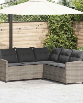 Formet Sofa Med Hynder Polyrattan Grå på Afbetaling