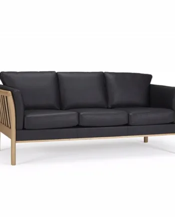 Fredericia Tremmesofa  Personers Sofa  Sort Læder på Afbetaling