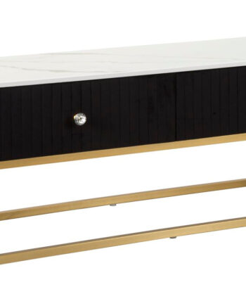 Glam Møbel Bord Metal Træ Stof 150x42x45 på Afbetaling