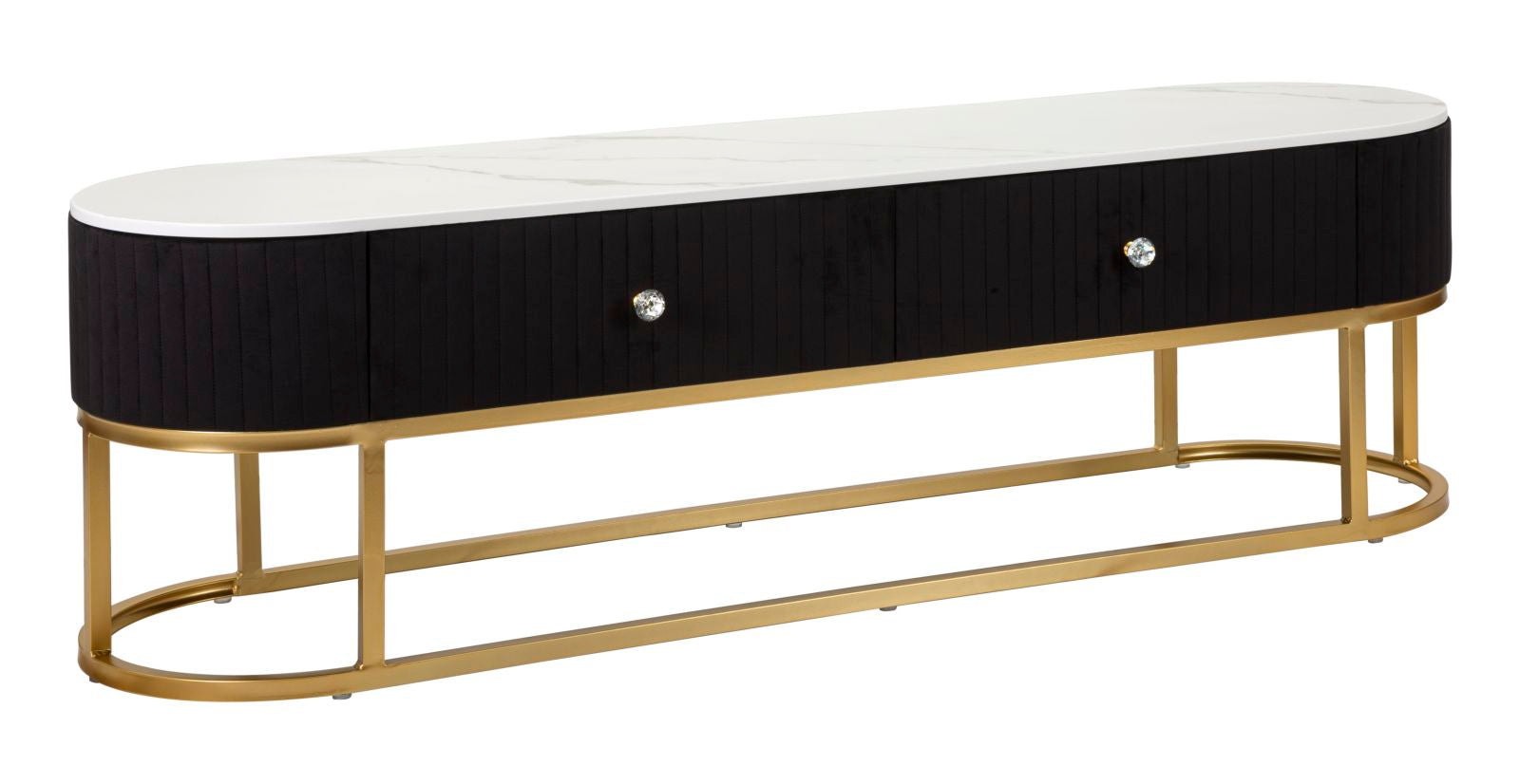 Glam Møbel Bord Metal Træ Stof 150x42x45 på Afbetaling