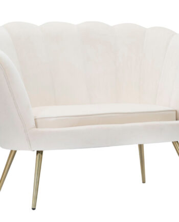 Glam Sofa Creme Hvid Stof Metal 130x74x84 på Afbetaling