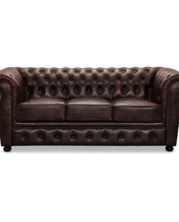 Haga Liverpool Chesterfield Sofa Oxblod Læder på Afbetaling