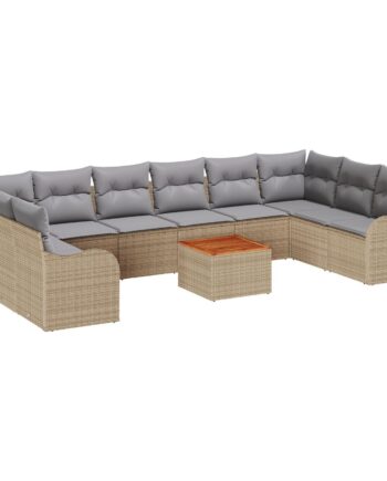 Have Sofa Sæt Stk Beige Lysegrå Rattan   Polyesterstof på Afbetaling