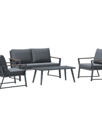 Havemøbelsæt Til Personer Sofa Lænestol Sidebord Polyrattan Aluminium Grå på Afbetaling