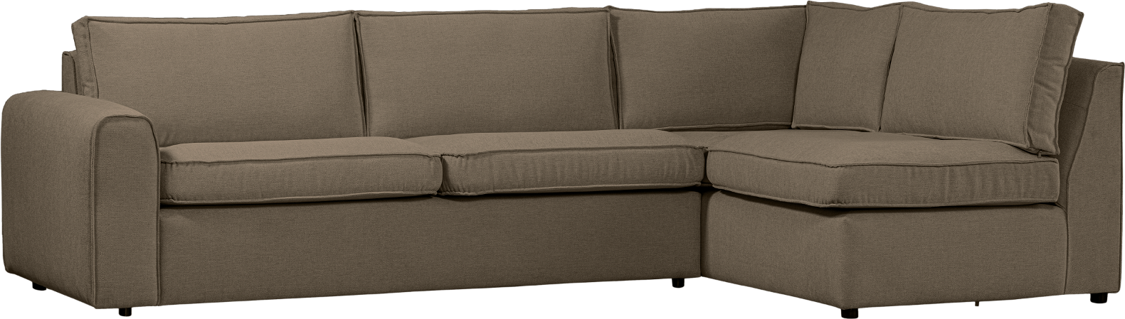 Hjørnesofa Højrevendt Woood Freek Mørkt Sand Komfortabel Sofa Vævet Polyester på Afbetaling