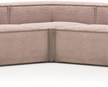 Hjørnesofa Kave Home Blok Lyserød Corduroystof Sofa 320x320x69 Nordisk Vintage Moderne Design på Afbetaling