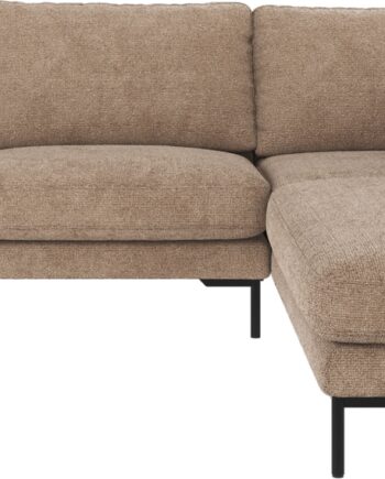 Hjørnesofa Rowico Corwin Sofa Højrevendt Grå Beige Stof Robin 109 Med Sorte Metalben 83x266x226 på Afbetaling