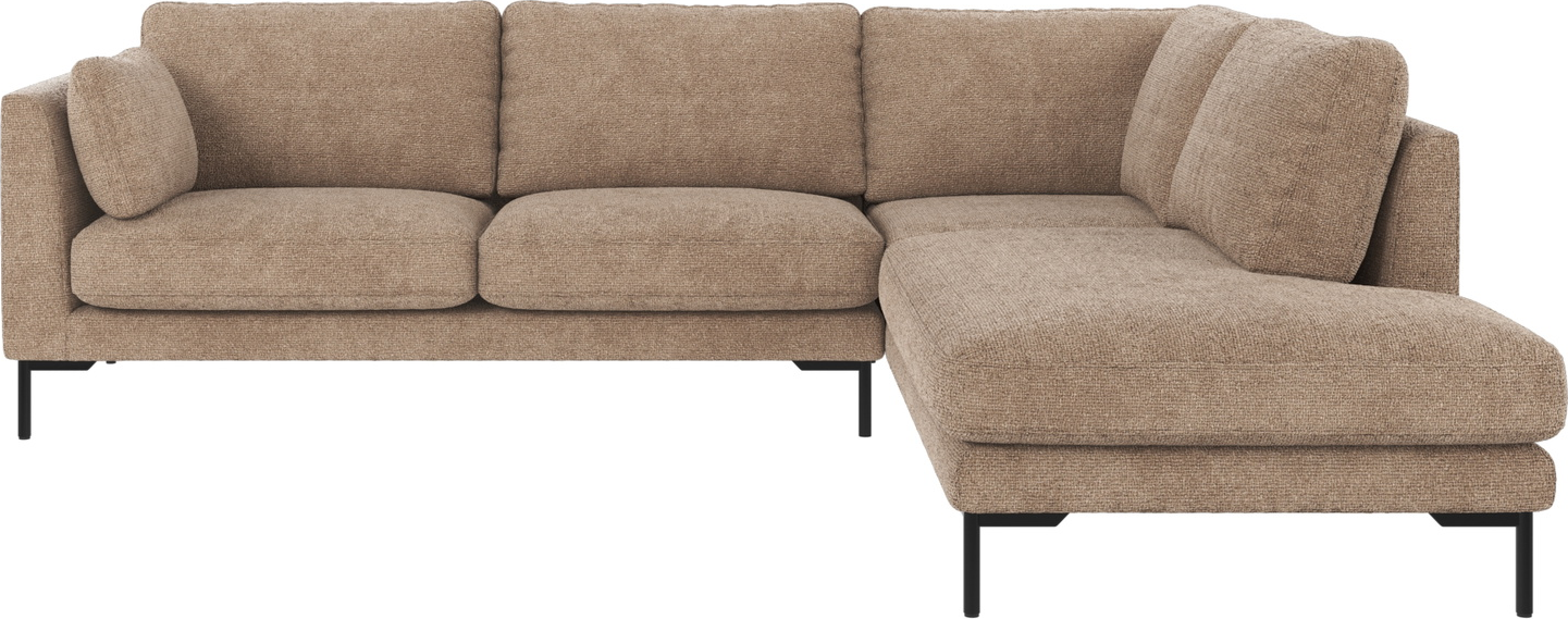 Hjørnesofa Rowico Corwin Sofa Højrevendt Grå Beige Stof Robin 109 Med Sorte Metalben 83x266x226 på Afbetaling