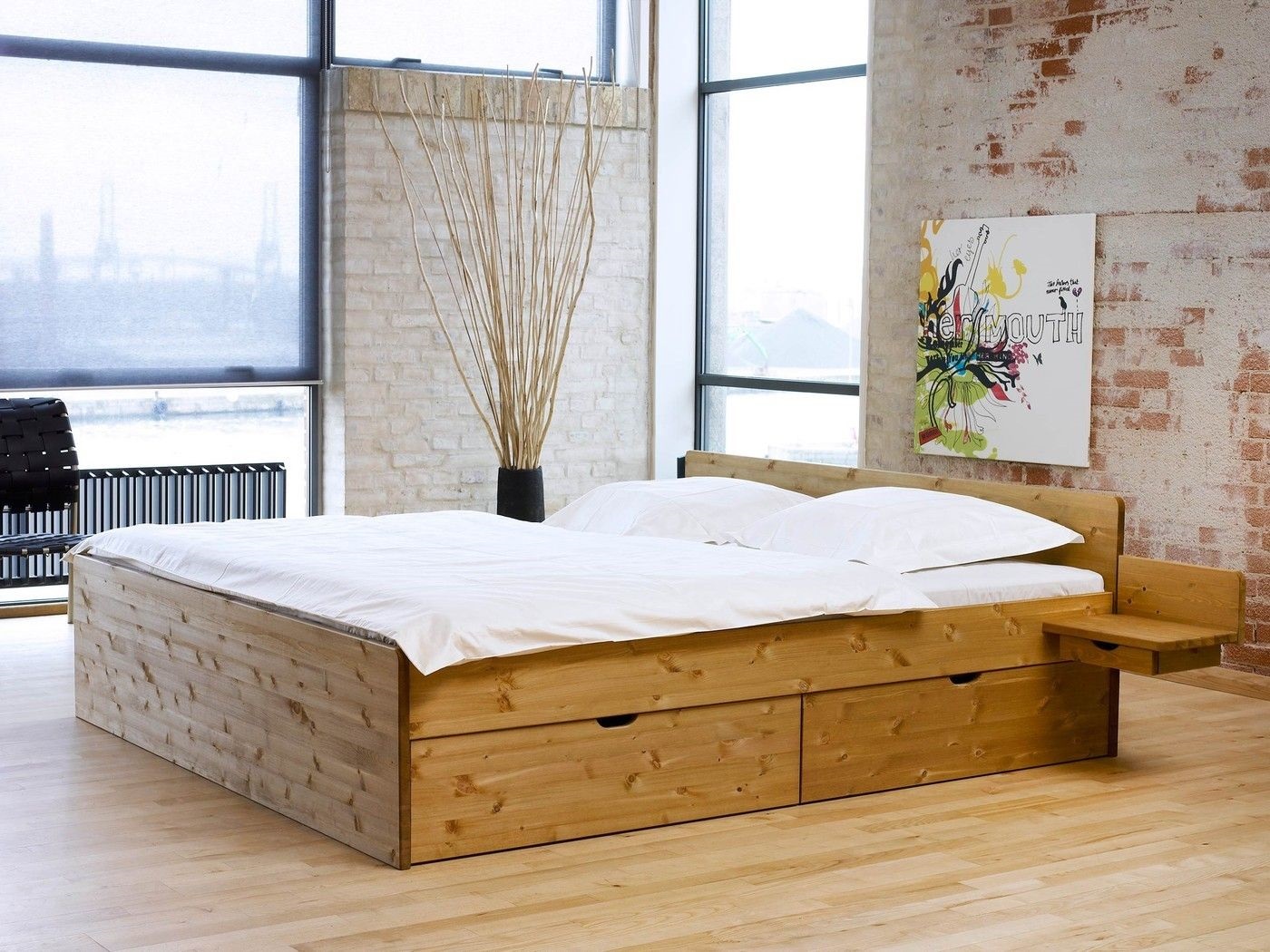 Hms Messina Skuffe Seng Fyrretræ Hvid Eller Lud Olie 200x210 Fyr Ludolie på Afbetaling