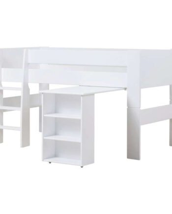 Hoppekids Pure Halvhøj Seng Skrivebord 90x200 Hvid på Afbetaling