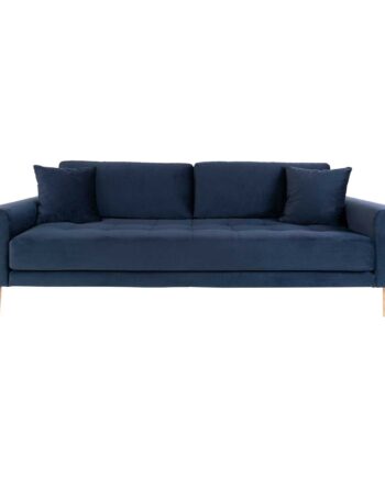 House Nordic Lido Pers Sofa Mørkeblå Velour Natur Træ på Afbetaling