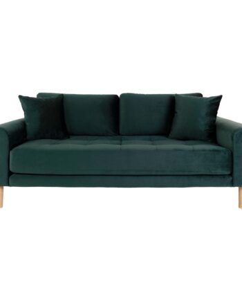 House Nordic Lido Pers Sofa Mørkegrøn Velour Natur Træ på Afbetaling