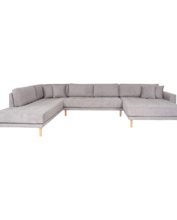 House Nordic Lido Sofa Højre Chaiselong Puder Lysegrå Polyester Natur Bøg på Afbetaling