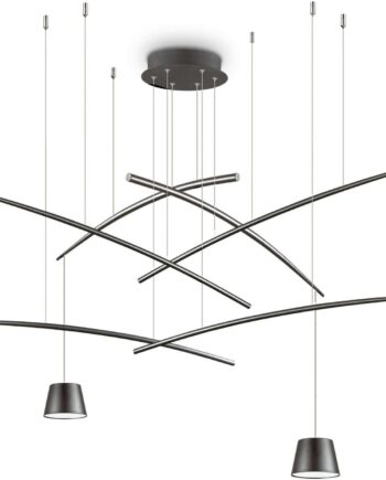 Ideal Lux Fish Pendel Lampe Hængelampe Sort Metal ø160 Med Integreret Led på Afbetaling
