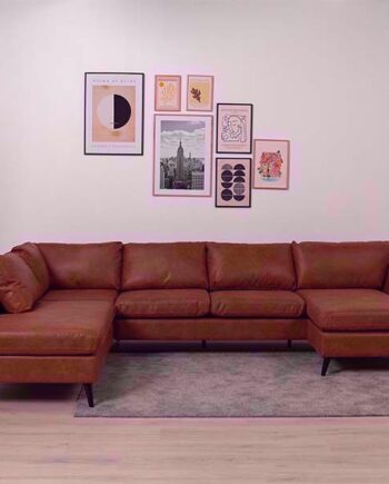 Jakob Sofa Med Højrevendt Chaiselong Cognac på Afbetaling