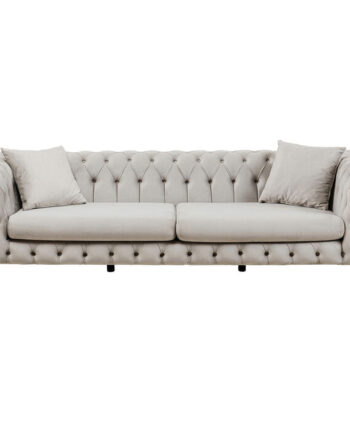 Kare Design Bellissima Pers Sofa Chesterfield Puder Beige Fløjl Stål på Afbetaling