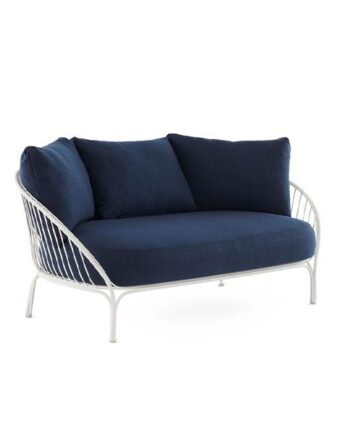 Kartell Hiray Sofa Med Hynder Hvidt Stel Med Blå Hynder på Afbetaling