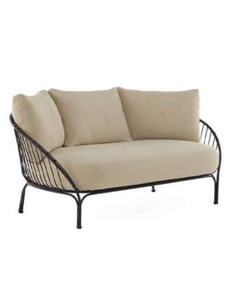 Kartell Hiray Sofa Med Hynder Sort Stel Med Beige Hynder på Afbetaling
