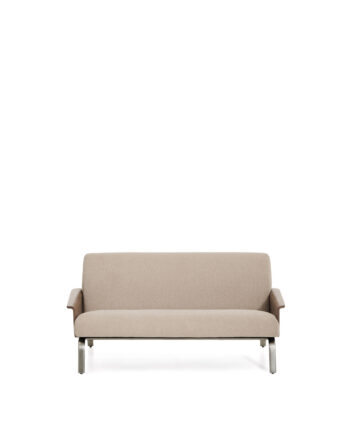 Kave Home Amsen Pers Sofa Lysebrun Chenille Valnøddekrydsfiner Børstet Rustfrit Stål 150cm på Afbetaling