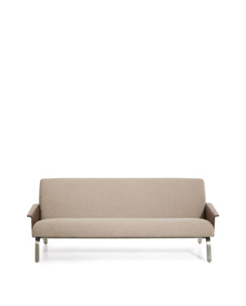 Kave Home Amsen Pers Sofa Lysebrun Chenille Valnøddekrydsfiner Børstet Rustfrit Stål 190cm på Afbetaling