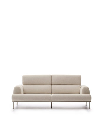 Kave Home Aurum Pers Sofa Nakkestøtte Creme Stof Mat Grå Metal :234cm på Afbetaling