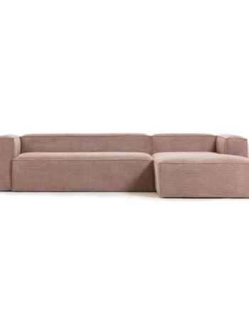 Kave Home Blok Pers Sofa Højre Chaiselong Lyserød Fløjl på Afbetaling