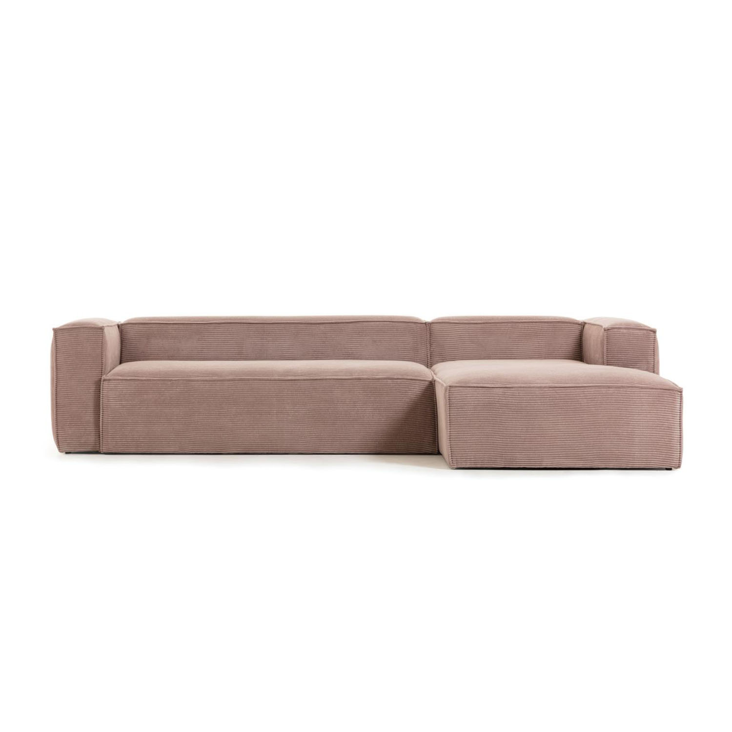 Kave Home Blok Pers Sofa Højre Chaiselong Lyserød Fløjl på Afbetaling