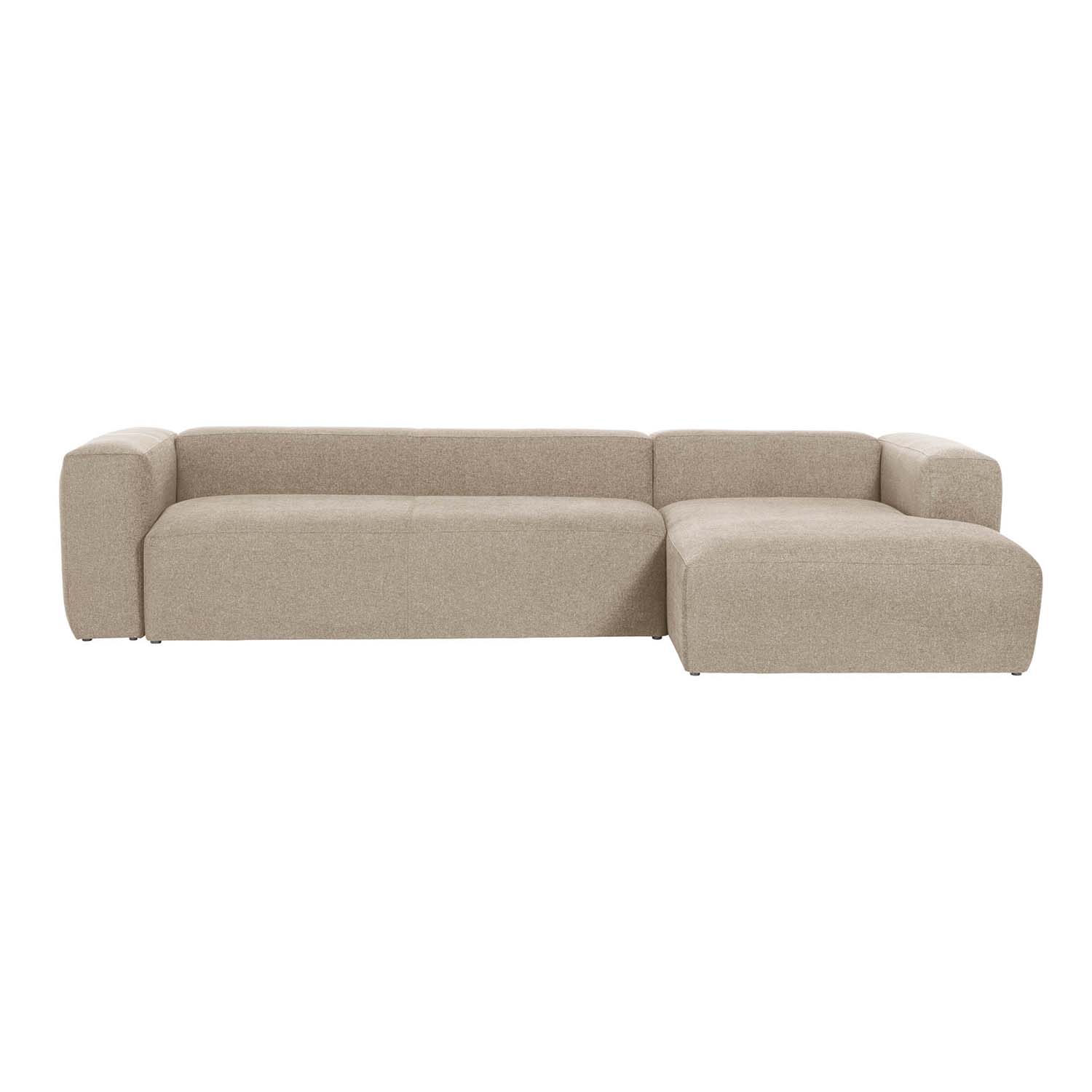 Kave Home Blok Sofa Højre Chaiselong Beige Polyester Stål på Afbetaling