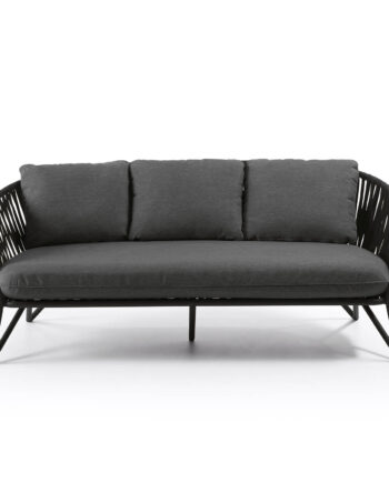 Kave Home Branzie Pers Sofa Stofhynde Sort Reb Stål på Afbetaling