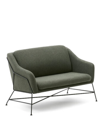Kave Home Brida Pers Sofa Grøn Stof Sort Stål på Afbetaling