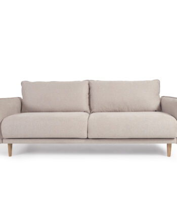 Kave Home Carlota Pers Sofa Beige Chenille Stof Natur Fyrretræ på Afbetaling