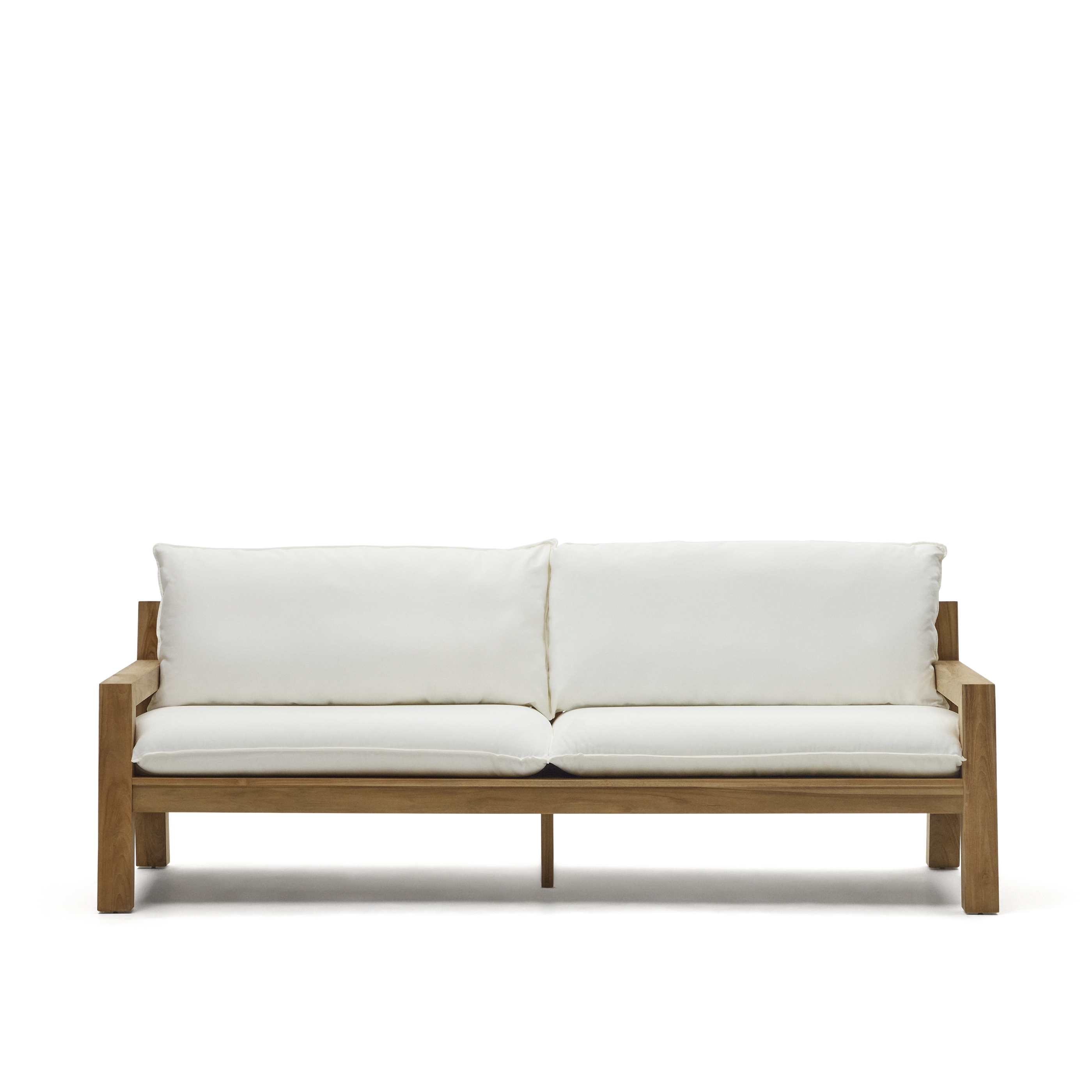 Kave Home Forcanera Pers Sofa Hvid Hynde Brun Teaktræ på Afbetaling