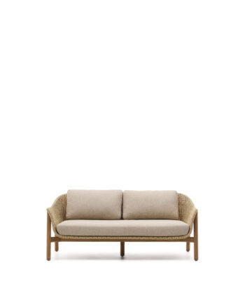 Kave Home Galea Udendørs Pers Sofa Armlæn Hynder Syntetisk Rattan Teaktræ 170 5cm på Afbetaling