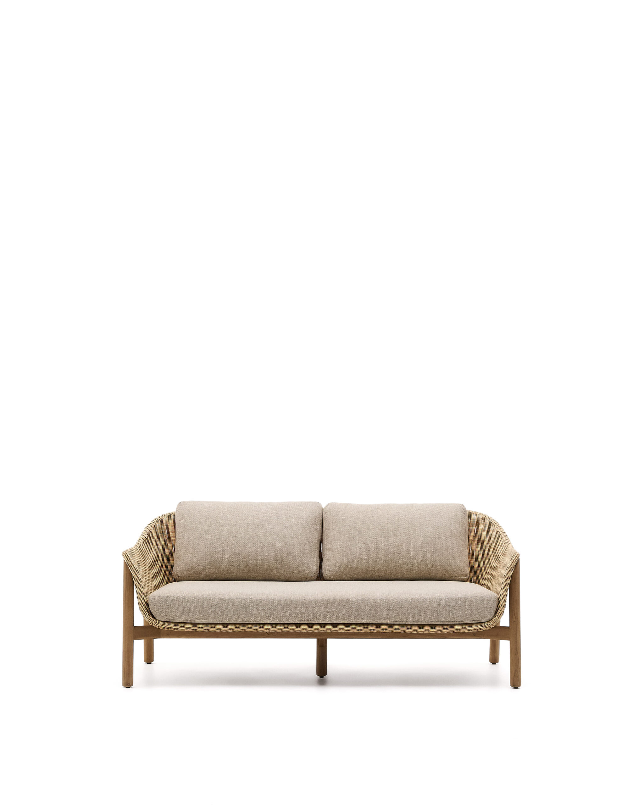 Kave Home Galea Udendørs Pers Sofa Armlæn Hynder Syntetisk Rattan Teaktræ 170 5cm på Afbetaling