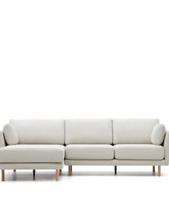 Kave Home Gilma Pers Sofa Højre Venstre Chaiselong Perlemor Chenille Naturben 260cm på Afbetaling