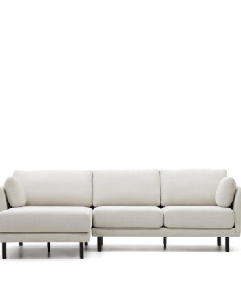 Kave Home Gilma Pers Sofa Højre Venstre Chaiselong Perlemor Chenille Sorte Ben 260cm på Afbetaling