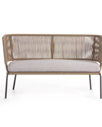 Kave Home Nadin Pers Sofa Stofhynde Beige Reb Stål på Afbetaling