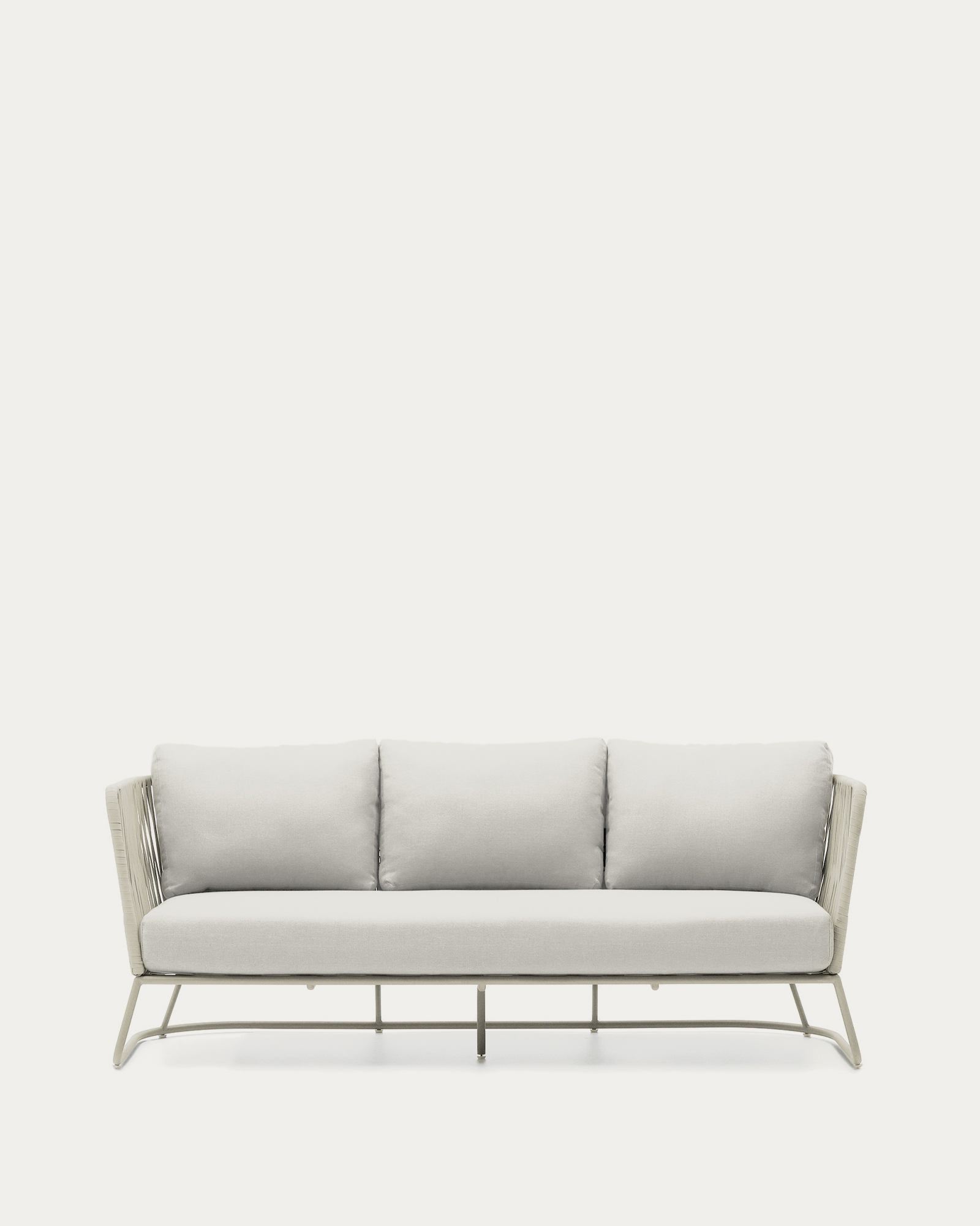 Kave Home Saconca Udendørs Pers Sofa Hynder Tovsnor Grå Galvaniseret Stål 189cm på Afbetaling