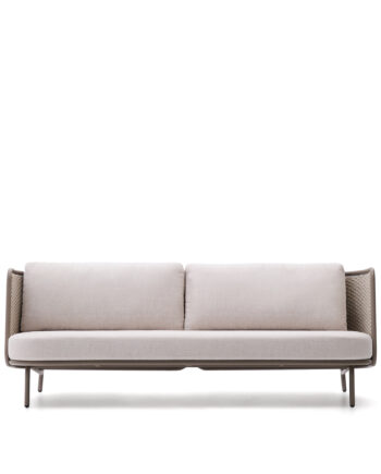 Kave Home Sedalis Udendørs Pers Sofa Hynder Taupe Tovsnor Aluminium 210cm på Afbetaling