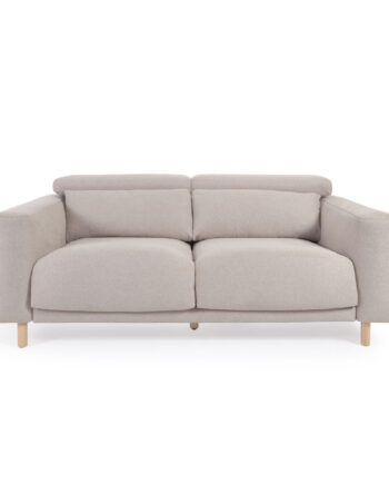 Kave Home Singa Pers Sofa Beige Stof Natur Bøgetræ på Afbetaling