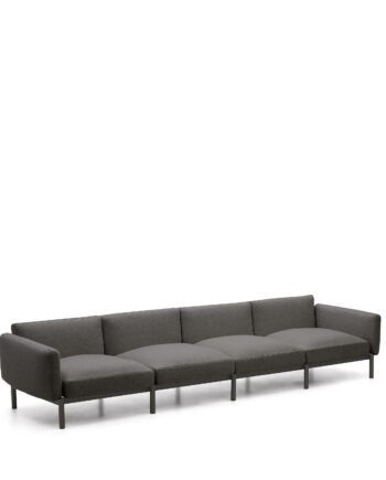 Kave Home Sorells Udendørs Pers Modul Sofa Grå Aluminium 370cm på Afbetaling