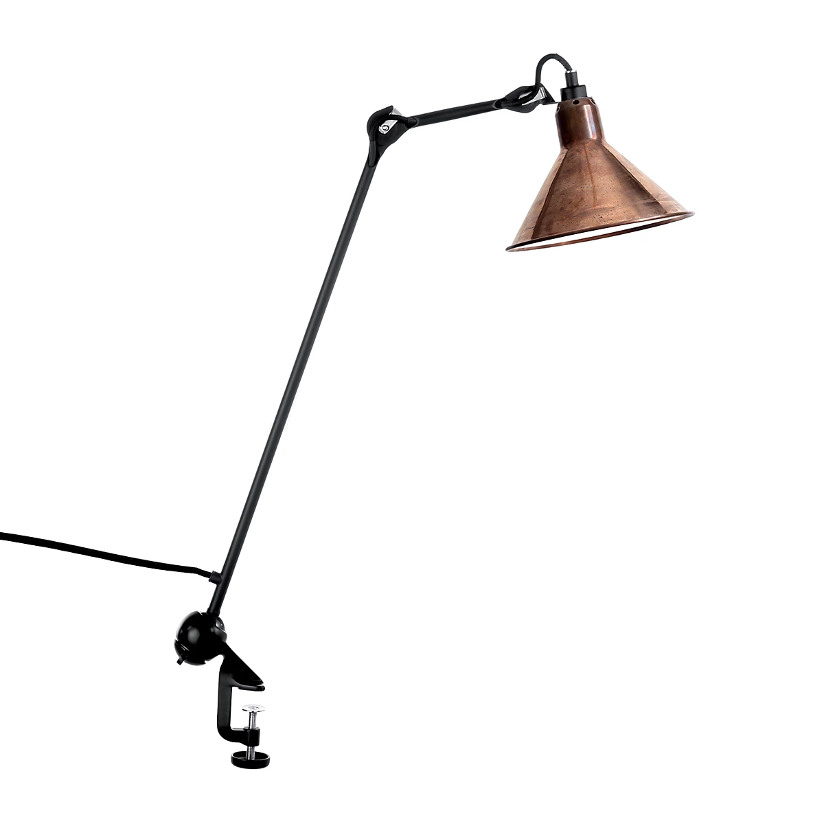 Lampe Gras 201 Arkitektlampe Sort Kobber Hvid Inderskærm på Afbetaling