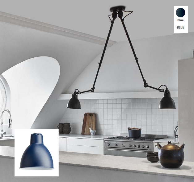 Lampe Gras 302 Double Loftlampe Sort Blå på Afbetaling