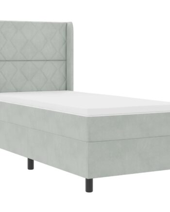 Led Boxspring Seng Med Madras Lysegrå 100 200 Fløjl på Afbetaling