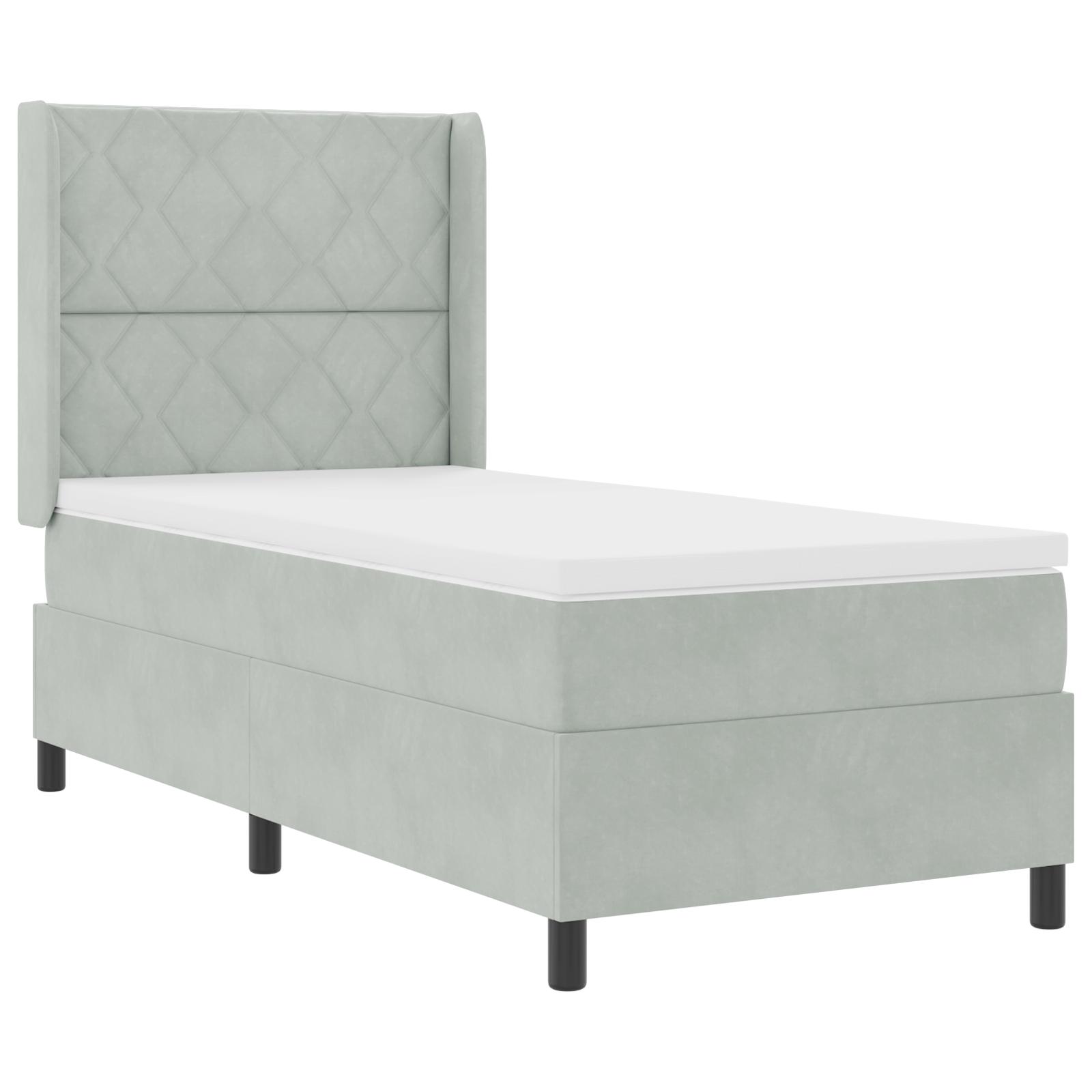 Led Boxspring Seng Med Madras Lysegrå 100 200 Fløjl på Afbetaling