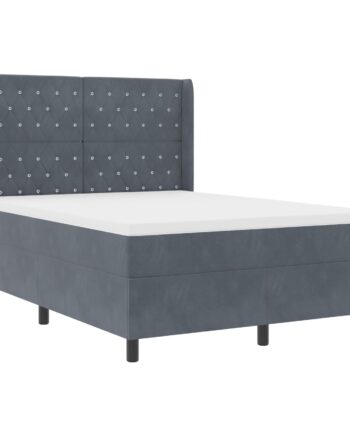 Led Boxspring Seng Med Madras Mørkegrå 140 190 Fløjl på Afbetaling