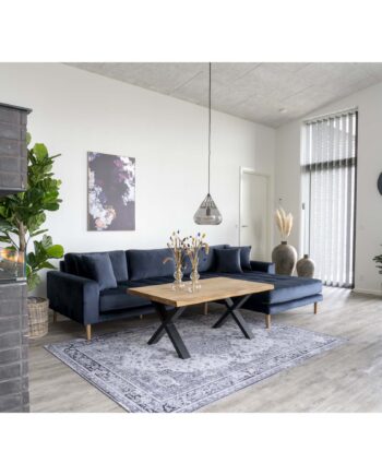 Lido Lounge Sofa Højrevendt Mørkeblåt Velour Med Fire Puder Hn1005 på Afbetaling