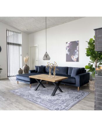 Lido Lounge Sofa Venstrevendt Mørkeblåt Velour Med Fire Puder Hn1005 på Afbetaling