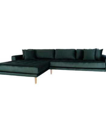 Lido Lounge Sofa Venstrevendt Mørkegrøn Velour Med Fire Puder Hn1006 på Afbetaling