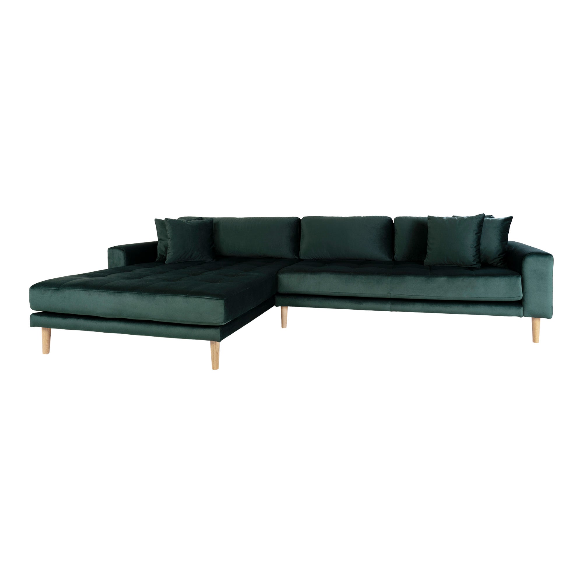 Lido Lounge Sofa Venstrevendt Mørkegrøn Velour Med Fire Puder Hn1006 på Afbetaling
